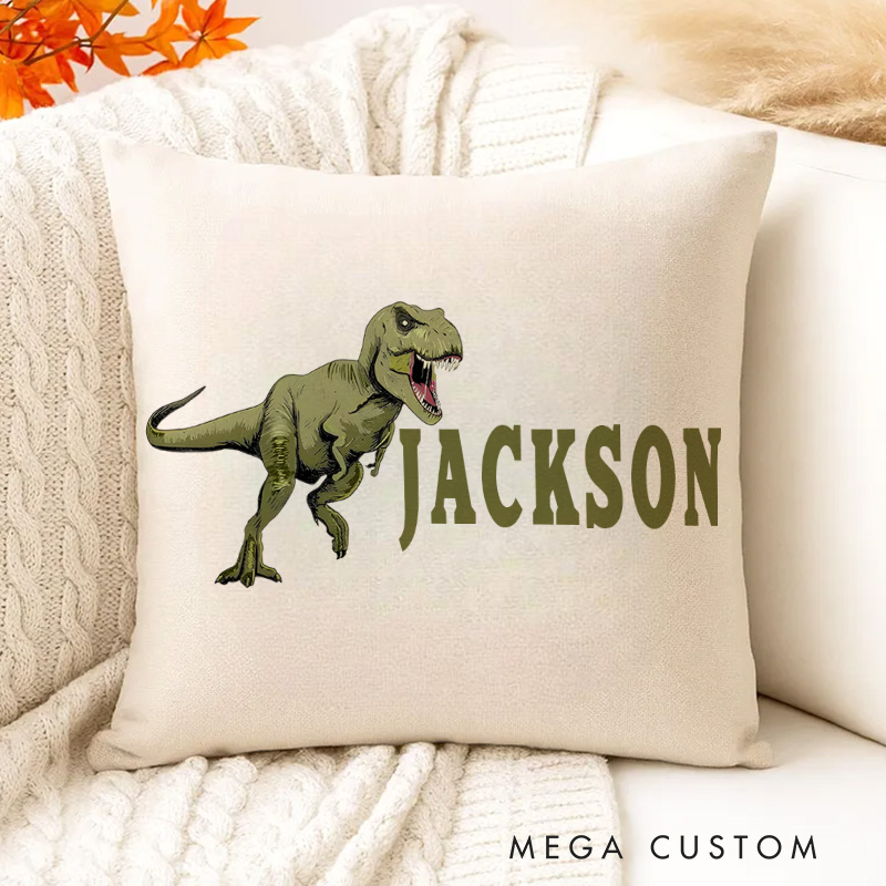 Personalized Dinosaur Adventure Name Pillow for Kids Who Love Prehistoric Fun