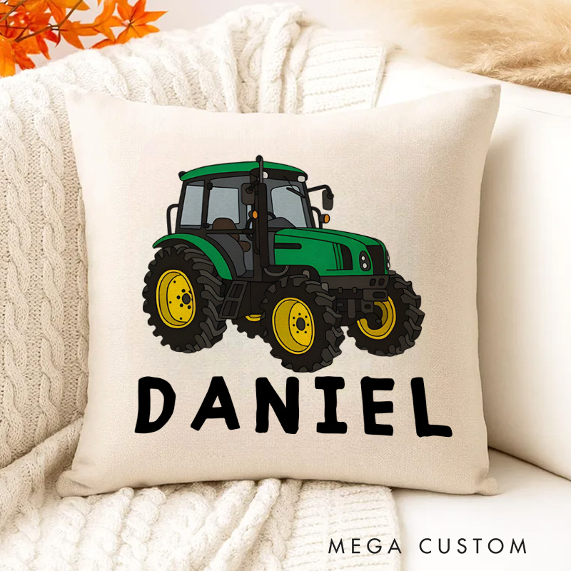 Personalized Tractor Lover Name Pillow for Kids Who Adore Farm Adventures
