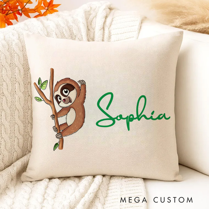 Personalized Woodland Animals Name Pillow Featuring Cute Forest Animals 