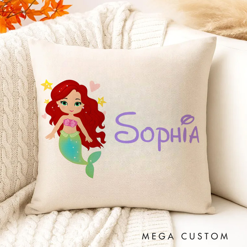 Personalized Little Mermaid Name Pillow for Fans of Underwater Magic