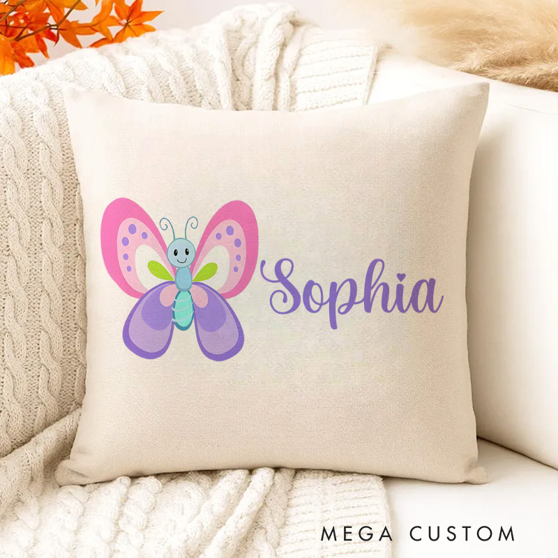 Personalized Butterfly Dreams Name Pillow with Bright and Cheerful Colors