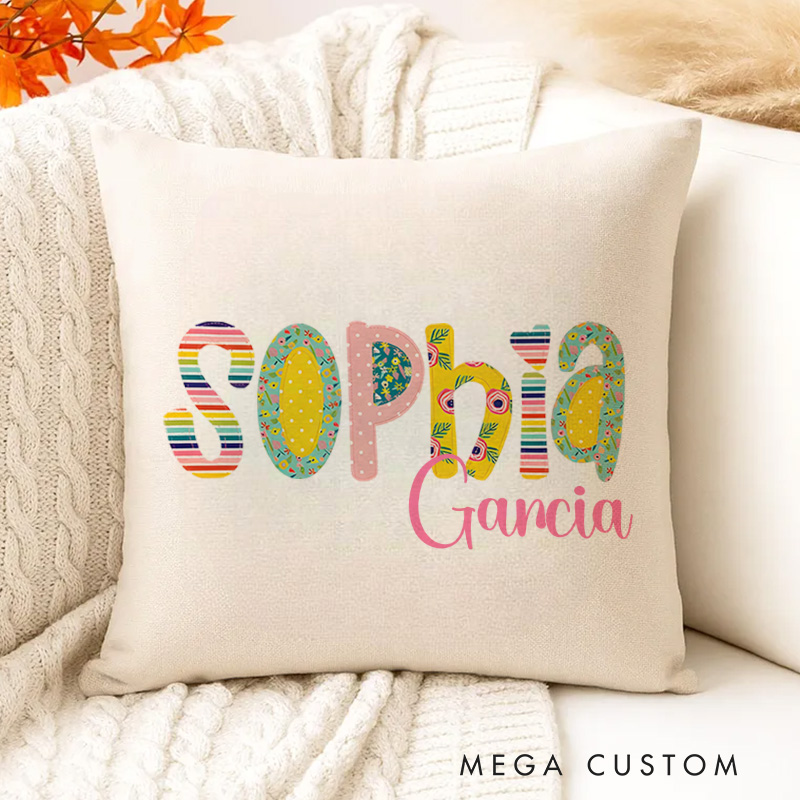 Personalized Floral Patchwork Name Pillow for a Sweet and Cozy Look