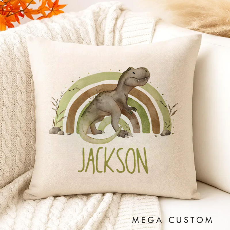 Personalized Dinosaur Adventure Name Pillow for Kids Who Love Prehistoric Creatures and Fun Pillows