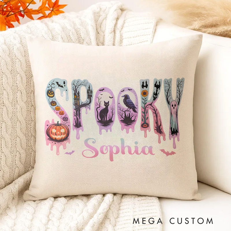 Personalized Halloween Spooky Name Pillow for Festive and Fun Celebrations