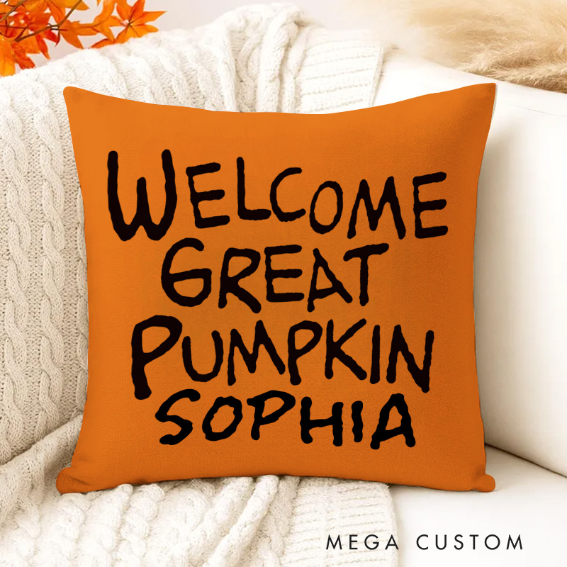 Personalized Pumpkin Patch Welcome Pillow for a Warm Seasonal Greeting