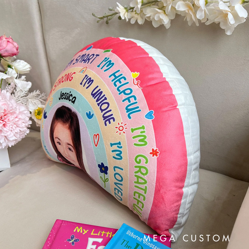 Personalized Photo Custom Shaped Pillow Kids Rainbow 