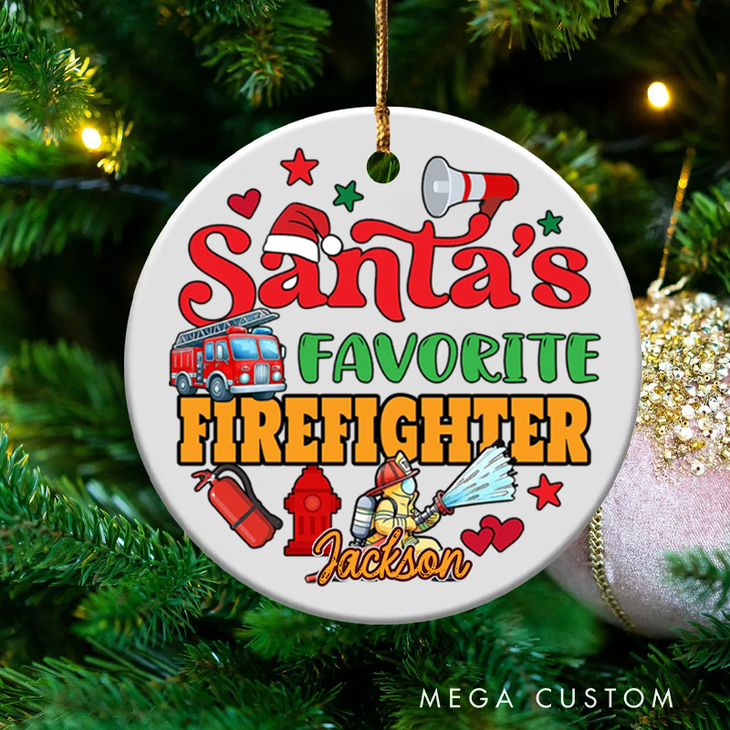 Personalized Firefighter Christmas Ornament Santa's Favorite Holiday Gift for Firefighter