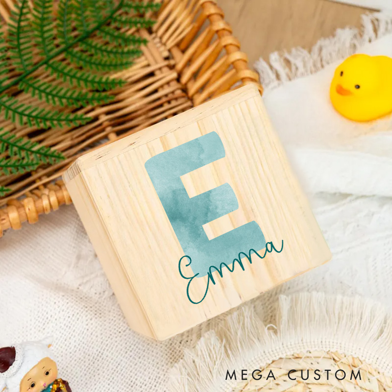 Personalized Initial Piggy Bank Charming Letter Style with Custom Name and Elegant Wood Finish