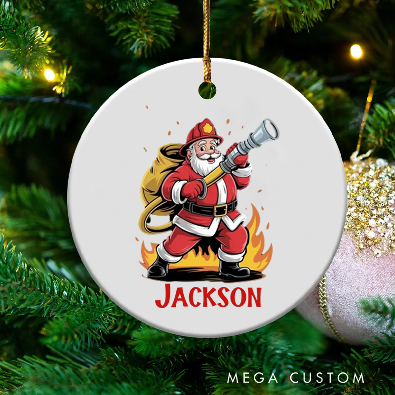 Personalized Firefighter Christmas Ornament Santa Firefighter Design Gift