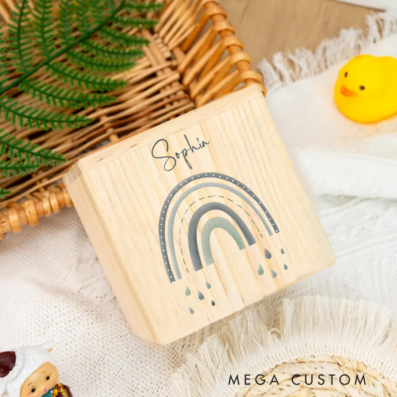 Personalized Rainbow Piggy Bank Colorful Dreams with Custom Name and Whimsical Rainbow Art