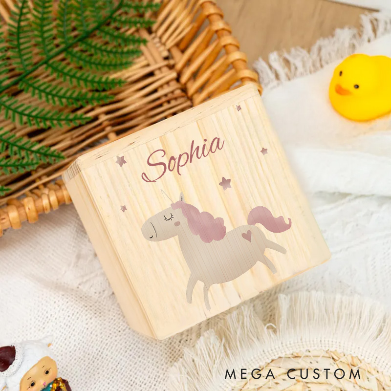 Personalized Rainbow Horse Piggy Bank Magical Fantasy with Custom Name and Enchanting Rainbow Horse Design