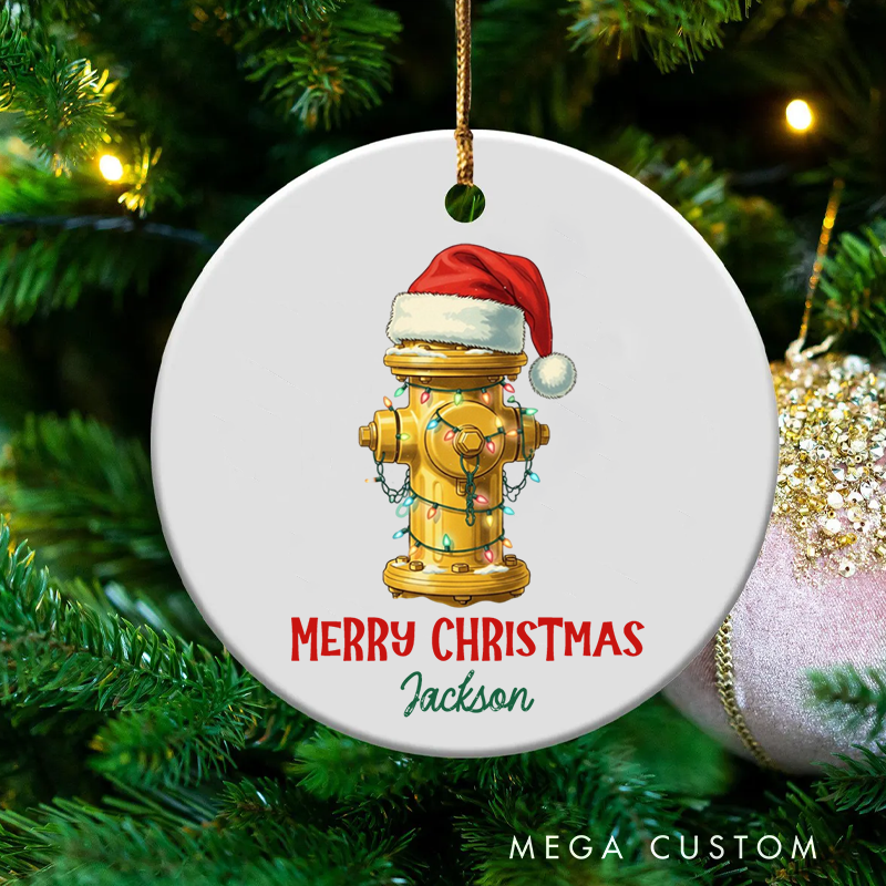 Personalized Firefighter Christmas Ornament Festive Fire Hydrant Design Gift