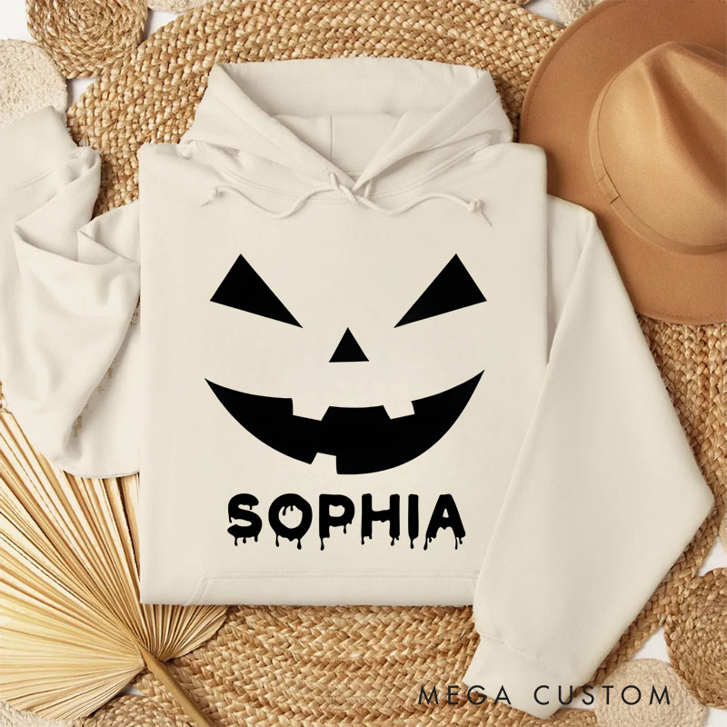 Personalized Iconic Jack Lantern Expression for Fun Festive Hoodies