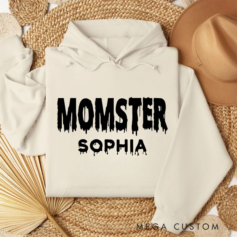 Personalized Bold and Humorous Momster Text for Chic Everyday Hoodies