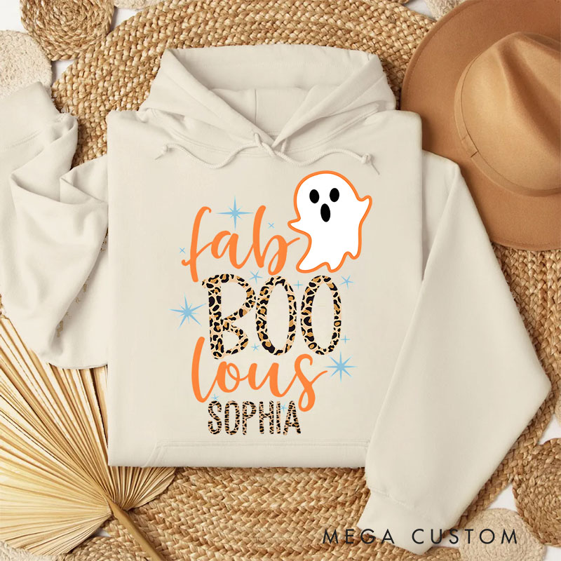 Personalized Fab BOO lous Ghost with Glittering Accents for Stylish and Chic Seasonal Hoodies