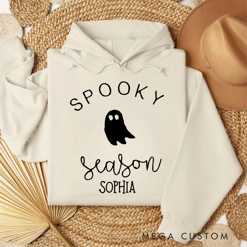 Personalized Minimalist Spooky Season Ghost Design for Trendy and Casual Everyday Hoodies