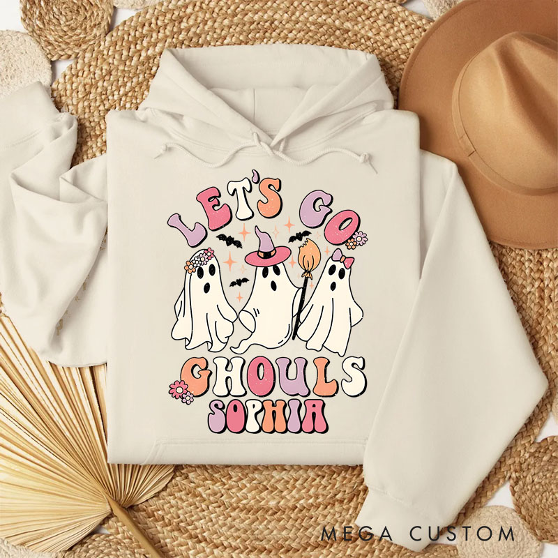 Personalized Let's Go Ghouls with Adorable and Playful Ghosts for Cheerful and Vibrant Hoodies