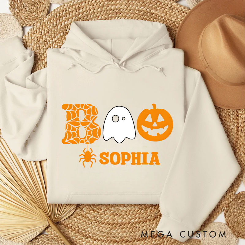 Personalized Boo and Pumpkin Icon Duo for Classic and Timeless Halloween Hoodies