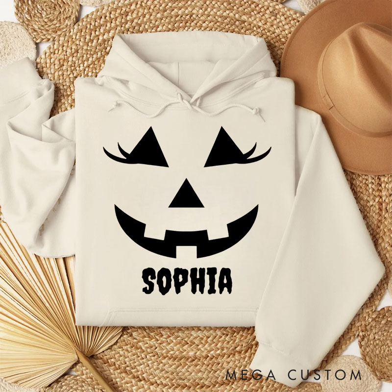 Personalized Classic Jack O Lantern Face Silhouette for Timeless Festive Hoodies