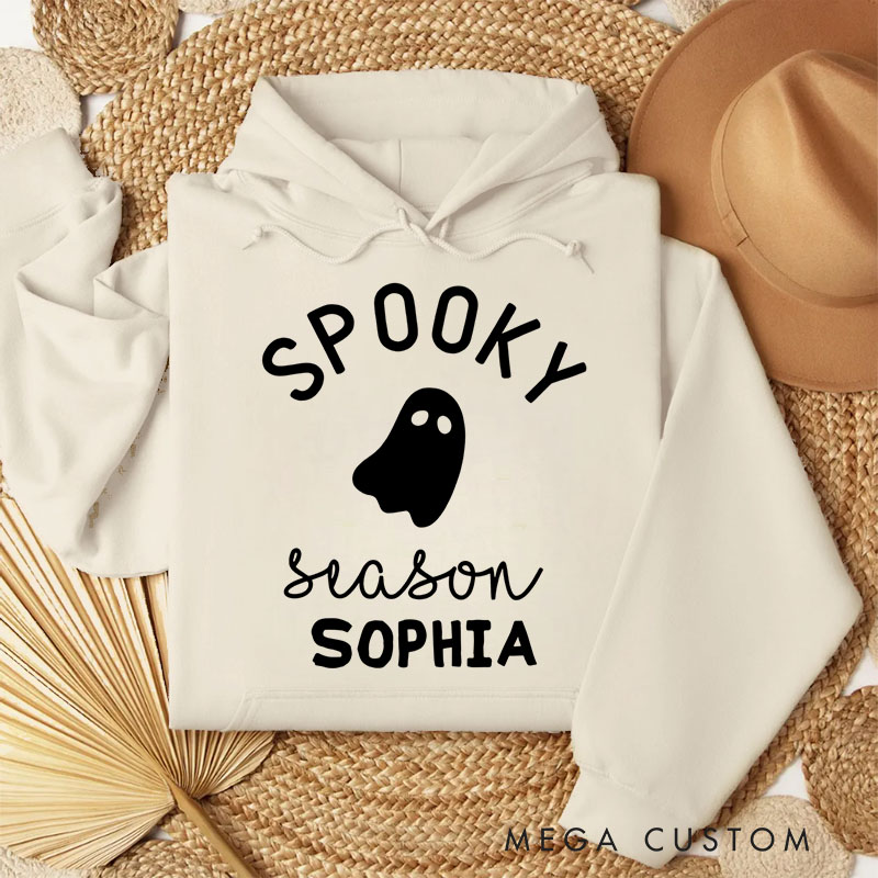 Personalized Minimalist Spooky Season Ghost Design for Casual Everyday Hoodies