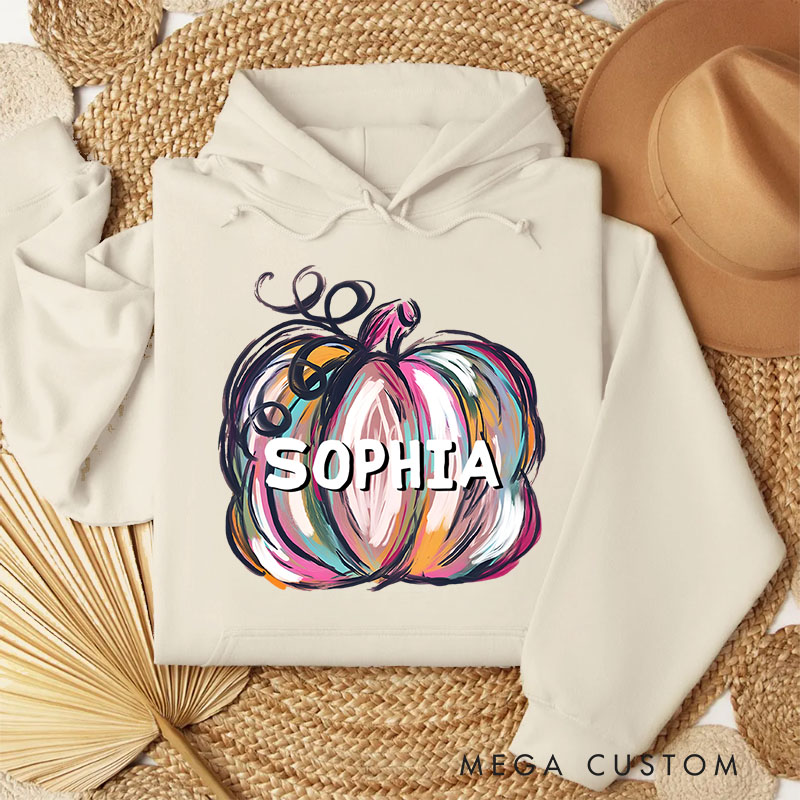 Personalized Artistic Colorful Pumpkin Illustration for Creative and Vibrant Hoodies