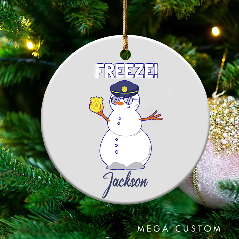 Personalized Police Officer Christmas Ornament Freeze Snowman Holiday Decor