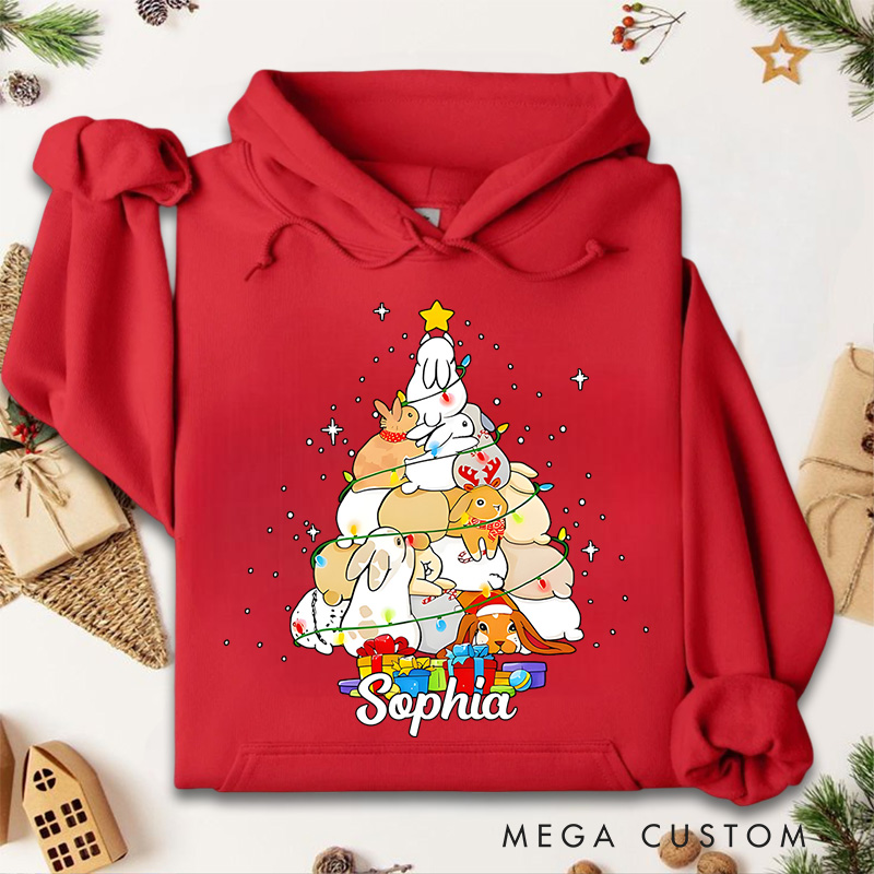 Personalized Christmas Tree with Cute Animals and Gifts Christmas Hoodies
