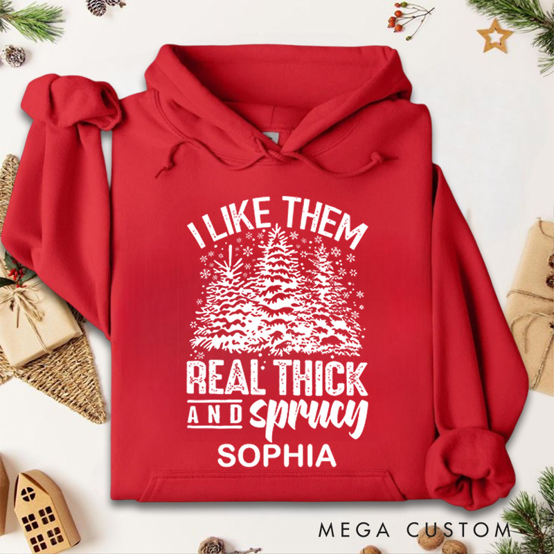 Personalized Thick and Spruce Christmas Trees with Fun Text Christmas Hoodies