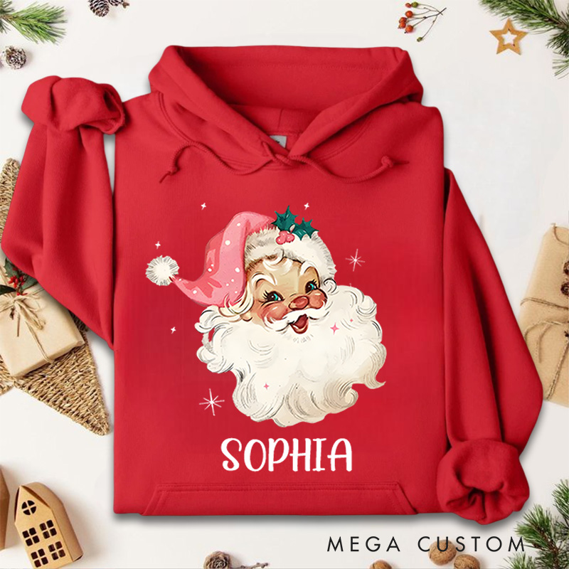 Personalized Cheerful Santa with Festive Expression Christmas Hoodies
