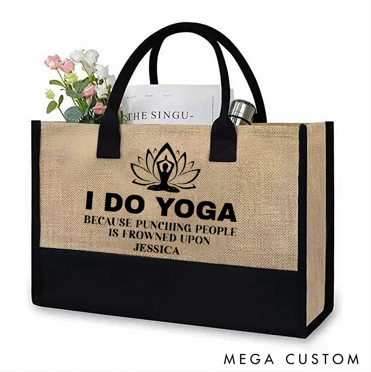 Personalized Yoga Tote Bag with Funny Yoga Quote Pilates Bag Meditation Bag Perfect for Yoga Gym and Daily Use