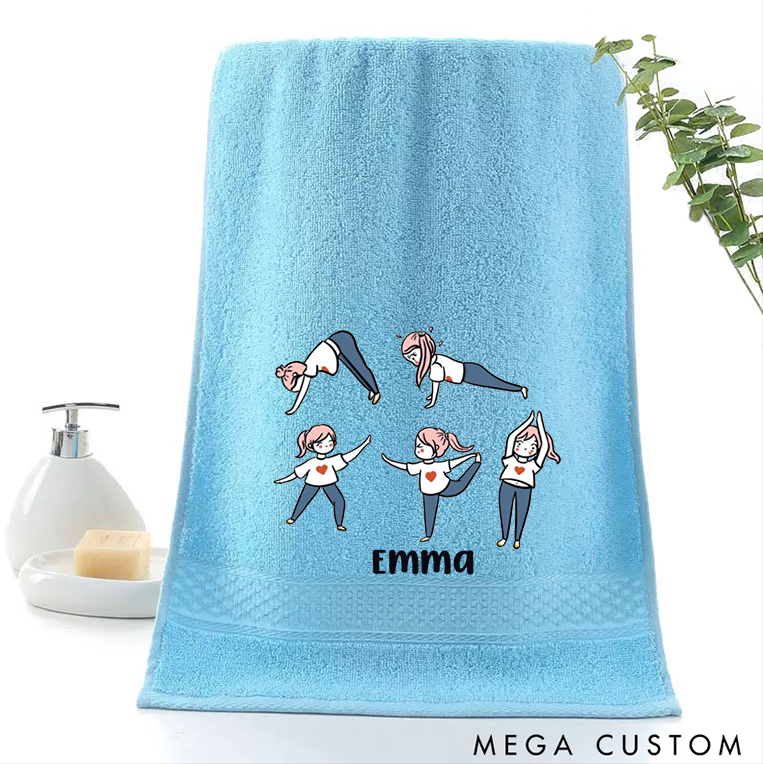Personalized Yoga Hand Towel with Cute Yoga Pose Design Perfect for Yoga Exercise Relaxation and Wellness