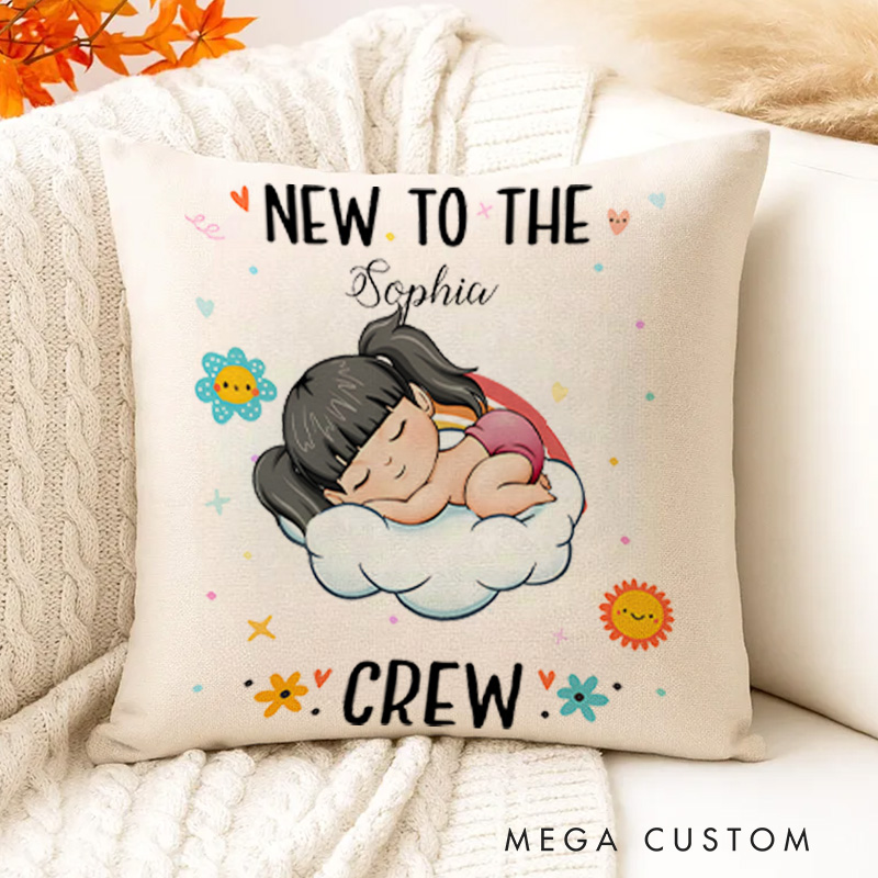 Personalized Adorable New Arrival with Baby Name and Cute Cloud Design for Nursery Pillow