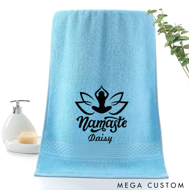 Personalized Yoga Hand Towel with Lotus Namaste Design Perfect for Yoga Meditation and Relaxation