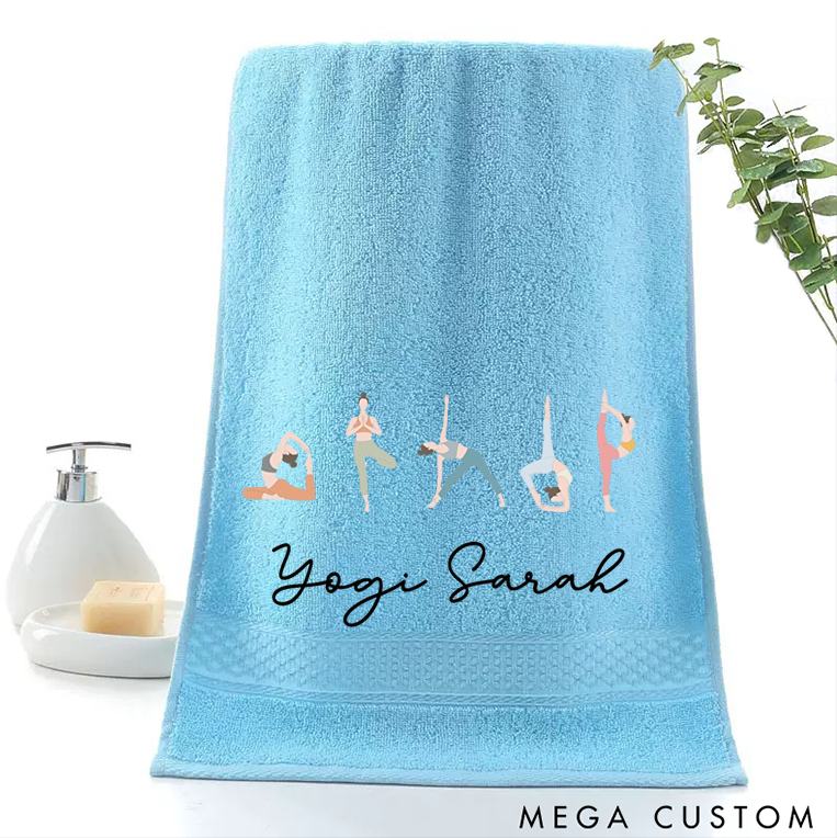 Personalized Yoga Hand Towel with Yoga Pose Design Perfect for Yoga Practice Relaxation and Wellness