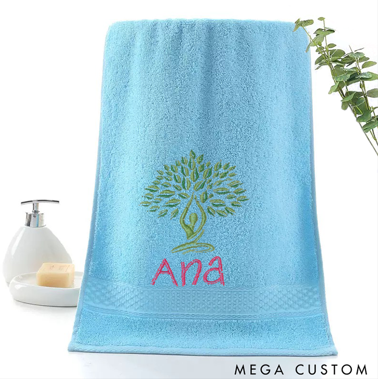 Personalized Yoga Hand Towel with Tree Pose Design Perfect for Yoga Meditation and Wellness Practices