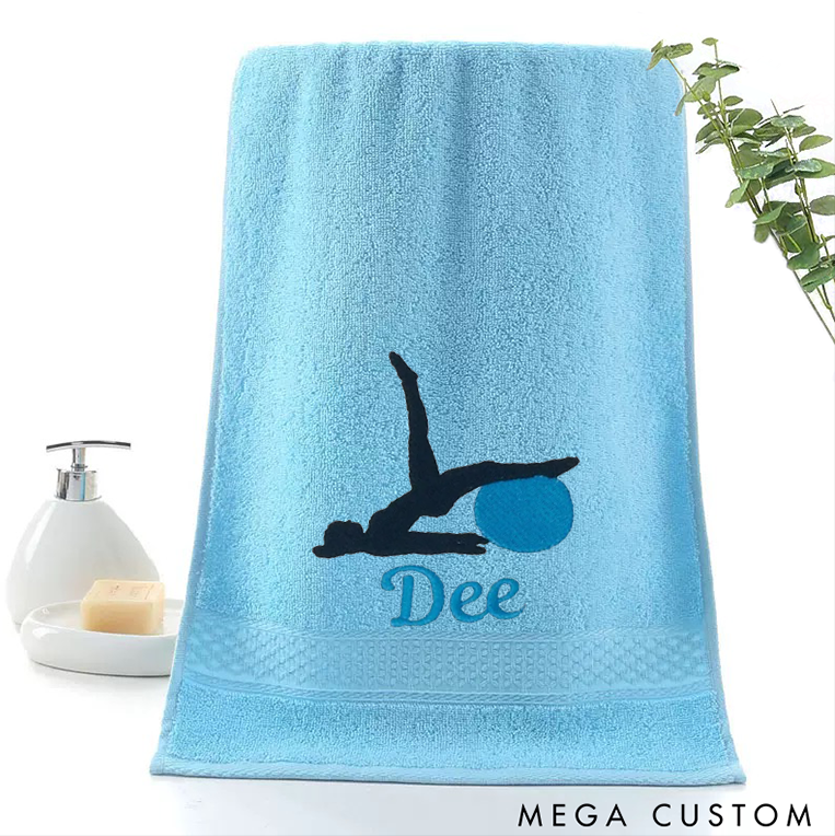 Personalized Yoga Hand Towel with Fitness Ball Design Sports Towel Perfect for Yoga Pilates and Workout Sessions