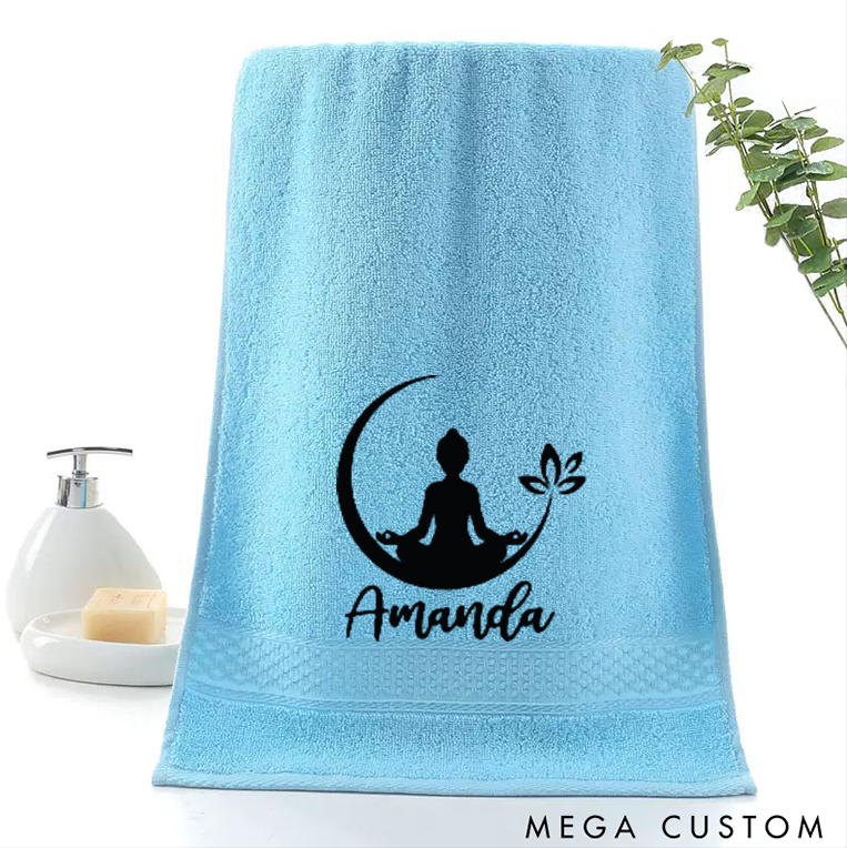 Personalized Yoga Hand Towel with Meditation Design Perfect for Yoga Meditation and Relaxation