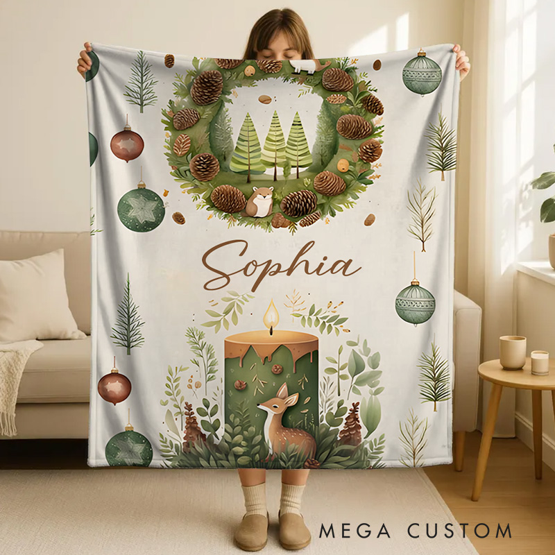 Personalized Christmas Whimsical Baby 1st Christmas Blanket