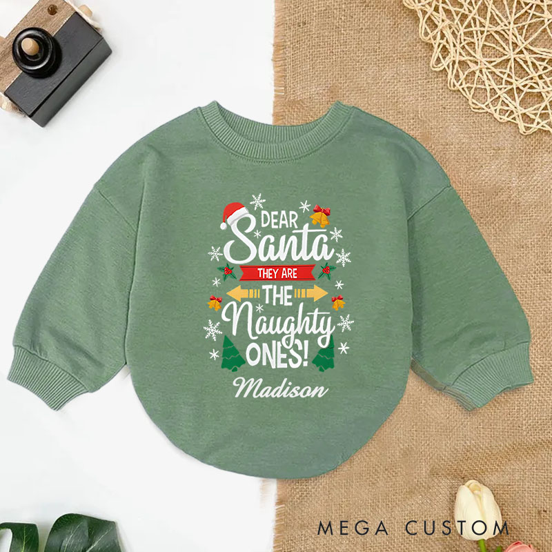 Personalized Dear Santa Naughty Ones Baby Onesie Perfect for Adding Humor to Festive Celebrations Baby Bodysuit