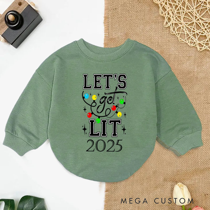 Personalized Let's Get Lit Baby Onesie Perfect for Fun and Playful Holiday Celebrations Baby Bodysuit