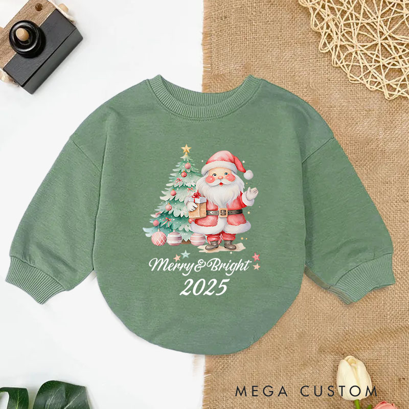 Personalized Merry and Bright Santa Baby Onesie Perfect for Adding Charm to Holiday Outfits Baby Bodysuit