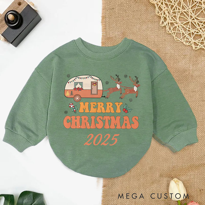 Personalized Merry Christmas Camper Baby Onesie Perfect for Festive and Playful Holiday Celebrations Baby Bodysuit