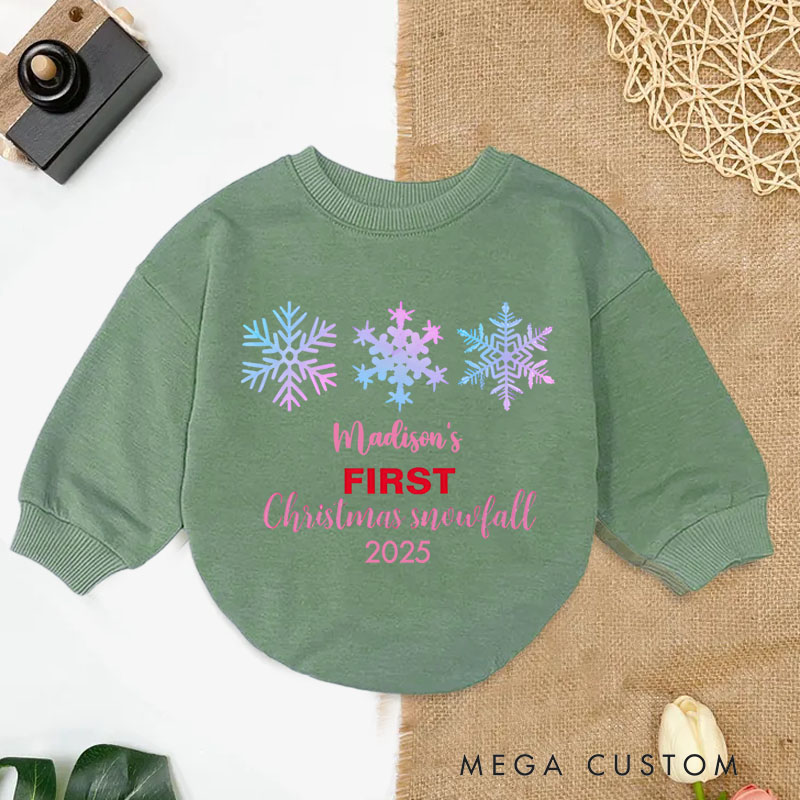 Personalized First Christmas Snowfall Baby Onesie Perfect for Cherishing a Baby’s Winter Holiday Moment Baby Bodysuit
