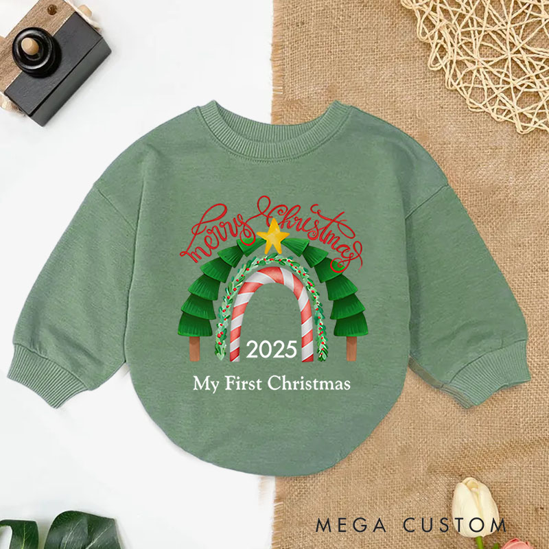 Personalized Rainbow Christmas Baby Onesie Perfect for Adding Brightness and Joy to Holiday Celebrations Baby Bodysuit