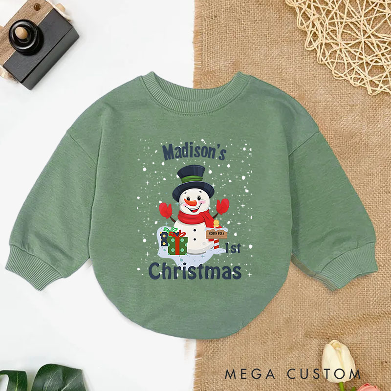 Personalized Baby’s First Christmas Snowman Baby Onesie Perfect for Celebrating a Baby’s Holiday Milestone Baby Bodysuit
