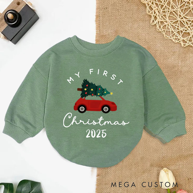 Personalized My First Christmas Red Car Baby Onesie Perfect for Adding Charm to Festive Celebrations Baby Bodysuit