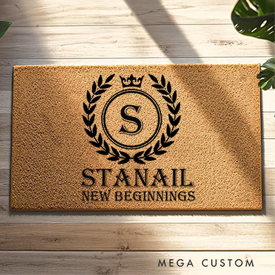 Personalized Monogram Doormat Custom Door Mat With Name New Home Gift Housewarming Gift Celebrating New Beginnings First Home Gifts Christmas Gift