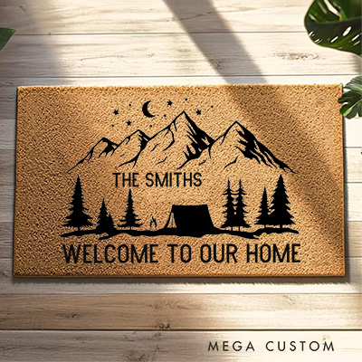 Personalized Home Doormat Custom Welcome Front Doormat Housewarming Gifts for Nature Lovers First Home Couple Gift Welcome Mat for Home New Home Gift