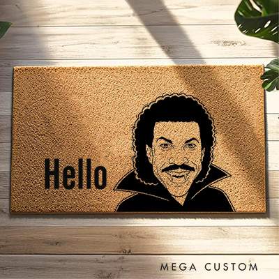 Personalized Funny Doormat Lionel Richie Hello Doormat Unique Housewarming Gift New Home Decor Custom Porch Decor