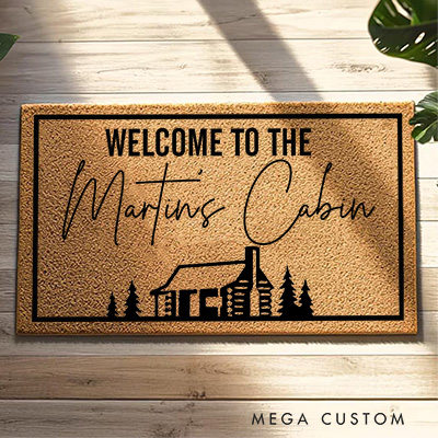 Personalized Home Doormat Rustic Cabin Doormat Housewarming Gift for Cozy Retreats First Home Couple Gift Welcome Mat for Home New Home Gift